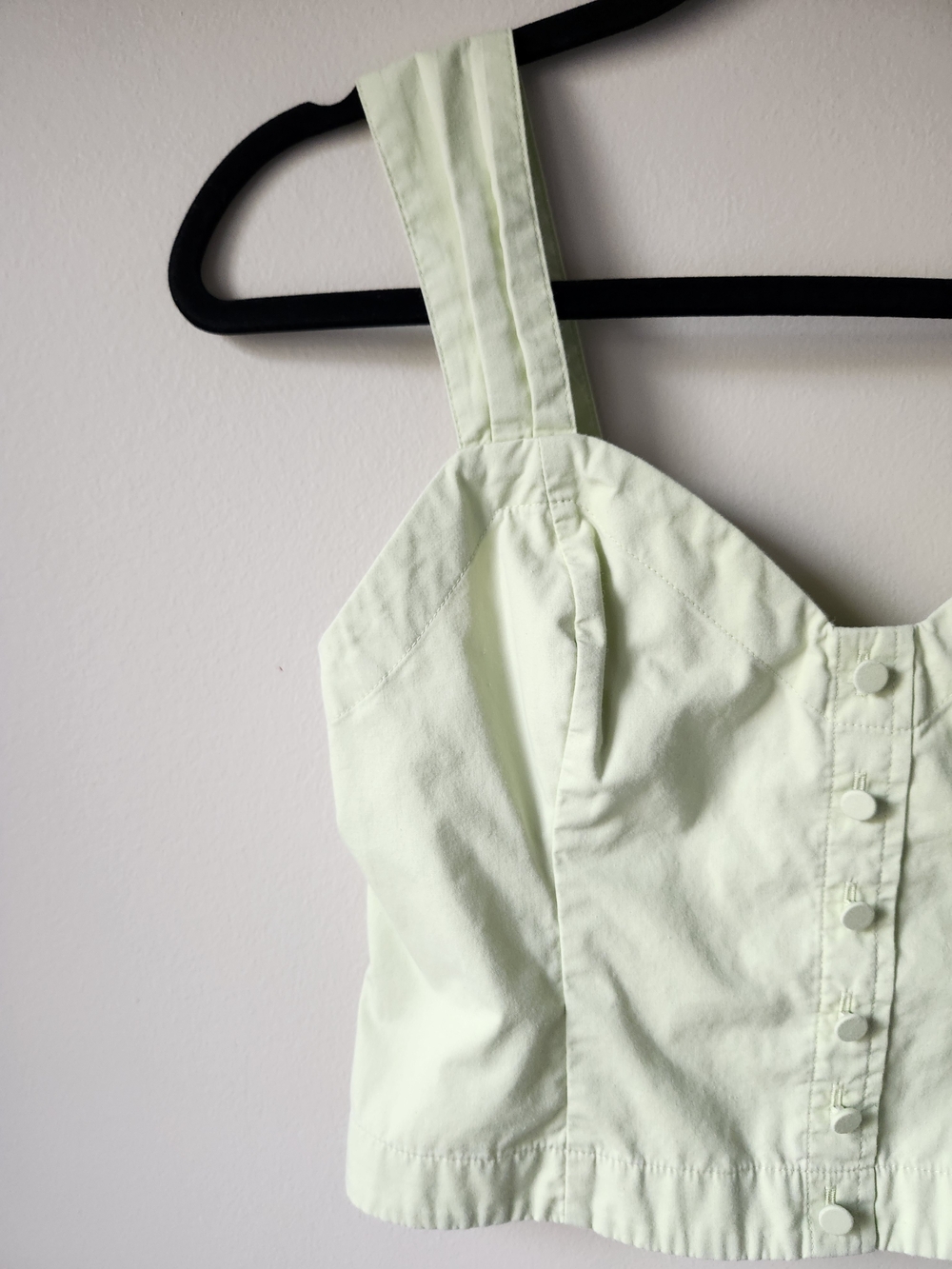 Abercrombie & Fitch Mint Green Button-Front Sweetheart Crop Top - Picture 3 of 8